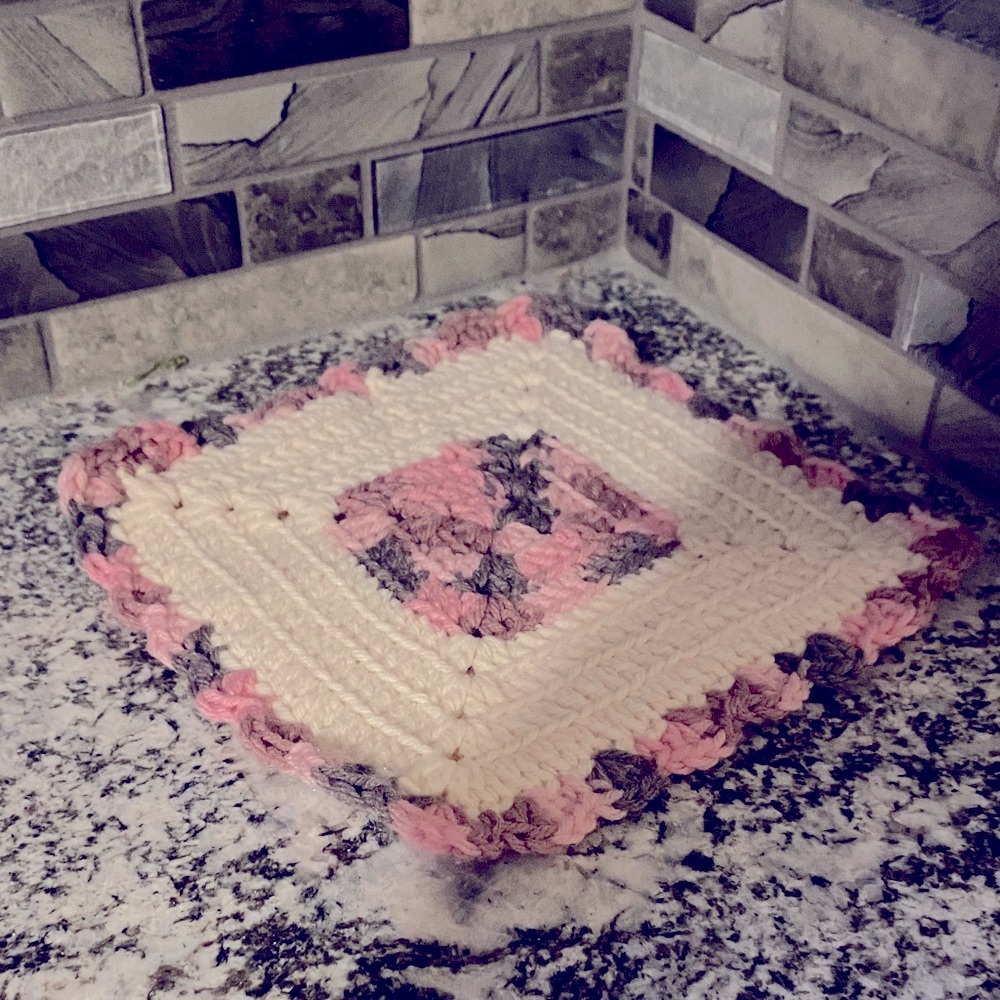 Handcrafted Pink and Cream Crochet Hot Pad